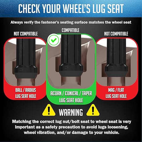 Vista 6 de Wheel Accessories Parts 20 piezas M12x1.5 12x1.5 rosca Spike Spline 4.40" largo tuercas negras 7/8" y 13/16" hexagonales para Chevy Blazer S10 GMC