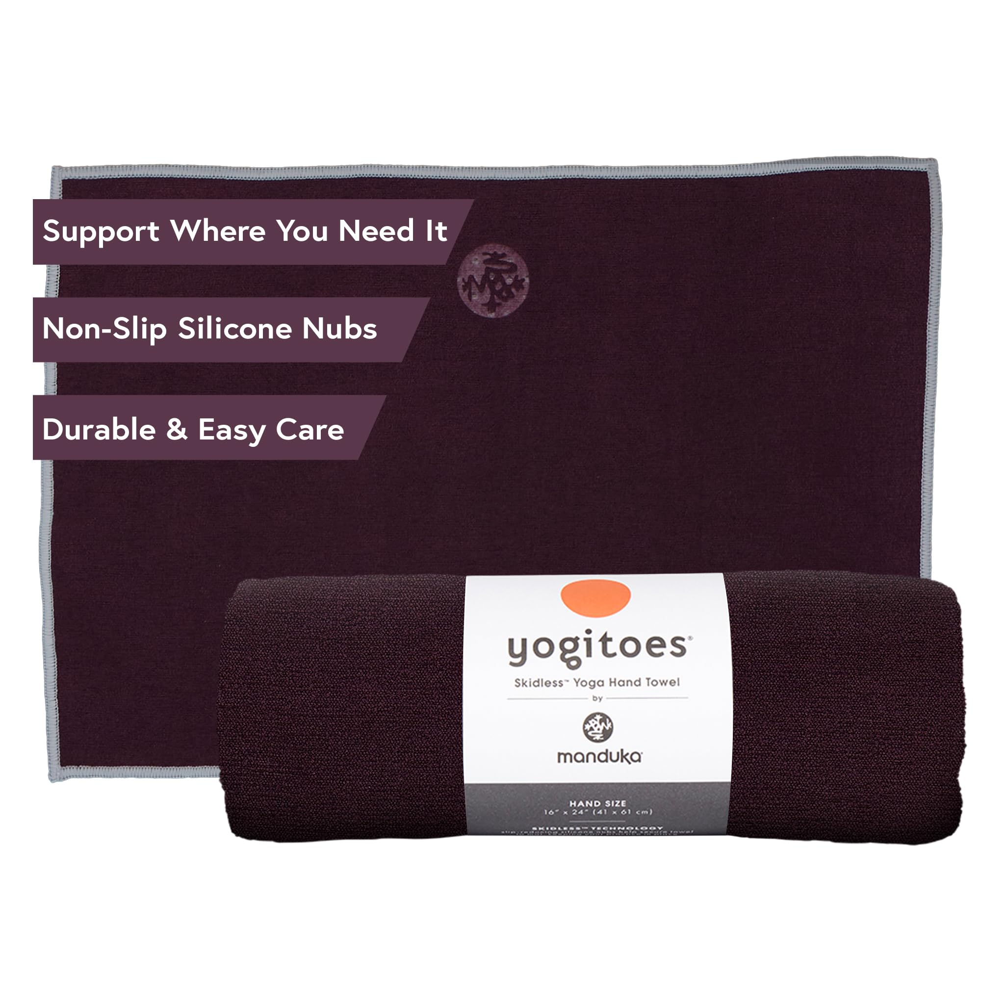 Manduka Yogitoes Yoga Havlusu, Kaymaz ve Hızlı Kuruyan Sıcak Yoga için Kauçuk Tabanlı Kavrama Noktaları, İnce ve Hafif, 40 cm, Indulge