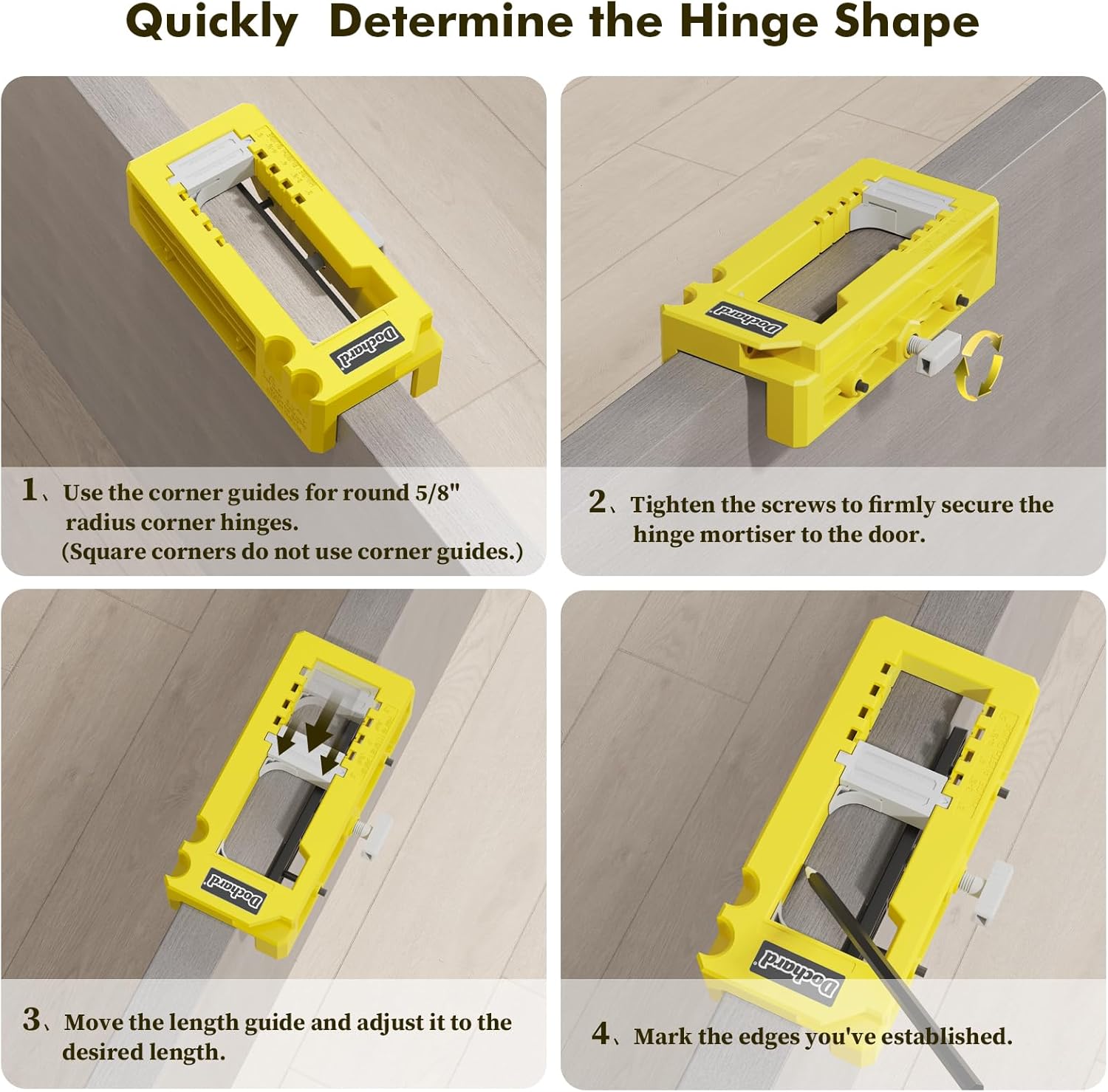 Door Hinge Jig, Mortiser, Router Jig, Template, Installation Kit, Fits 3'-5' Length & 1/4'-5/8' Thickness, Matt Finish, Green, Plastic