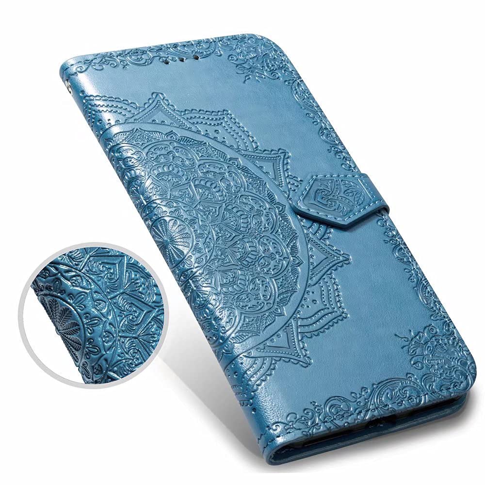 MOJIA Cover Portafoglio Per Honor X8 4G: Custodia Flip In PU Con Supporto E Blocco RFID, Blu - copertina