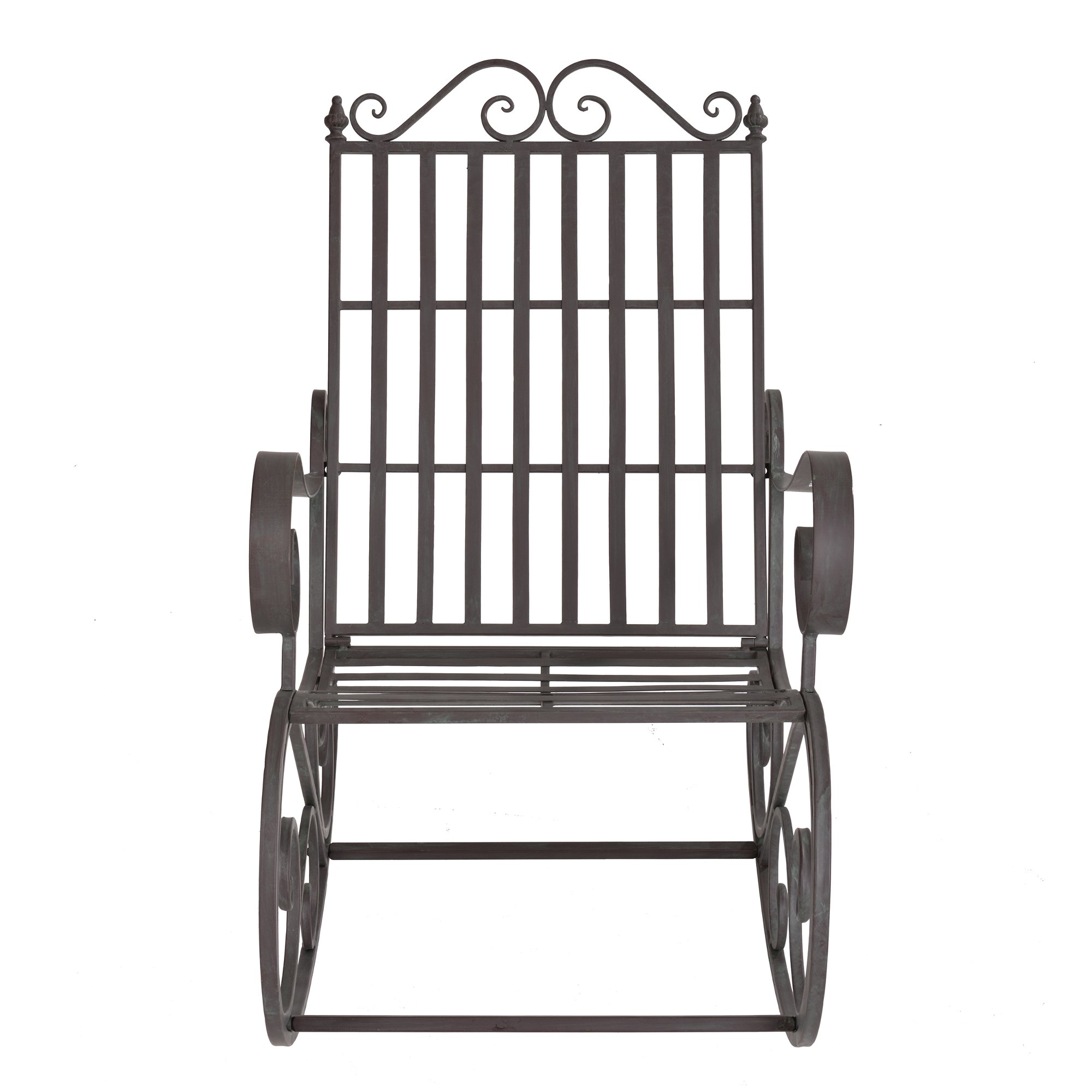 [en.casa] Schaukelstuhl Geraldton 92x59x90cm Schaukelsessel im Landhausstil Schwingsessel für Garten Metall Grün