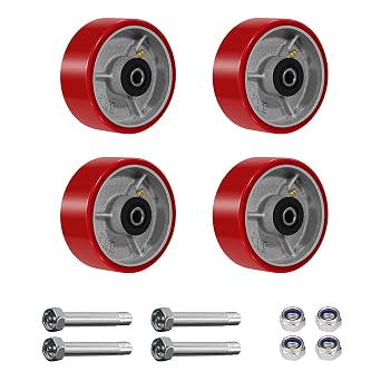 5 Inch Heavy Duty Replacement Caster Wheels-1000LBS Capacity per Wheel, Polyurethane on cast Iron Wheel -1/2" Bore- Replacement Wheel for Push Cart Platform Trucks4 Pack