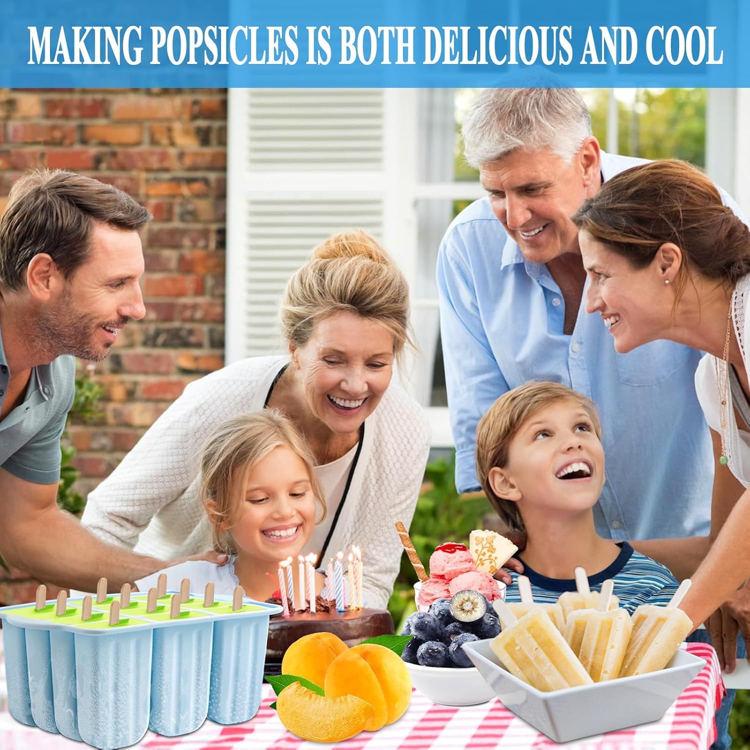 Purpledi Moldes para Helados de Silicona, Molde para Helados y Polos, Set de Moldes para Polos DIY sin BPA para Niños, Moldes Reutilizables para Polos