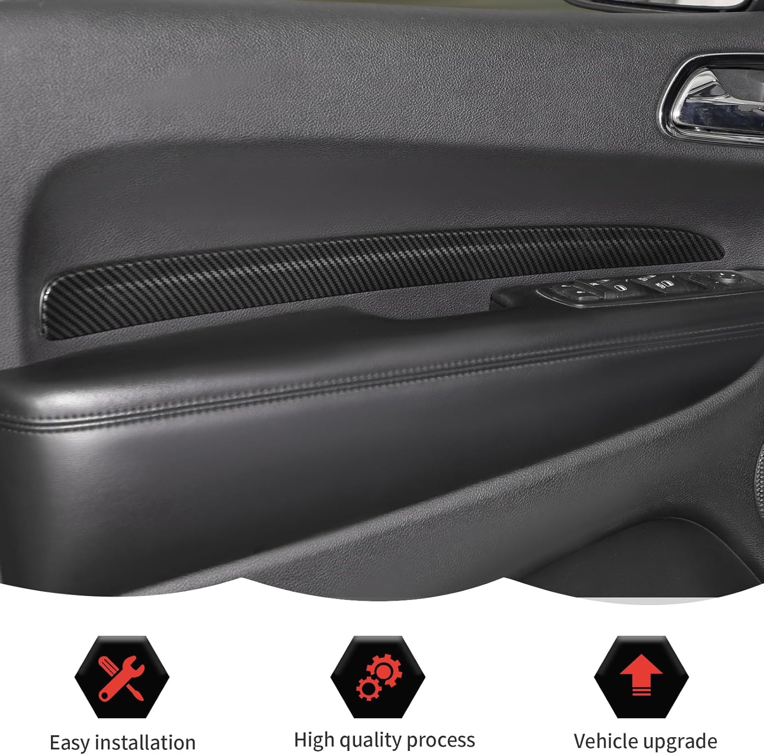 Carbon Fiber Inner Door Strip Cover Trim Decoration Interior Accessories Compatible with Dodge Durango 2011-2020