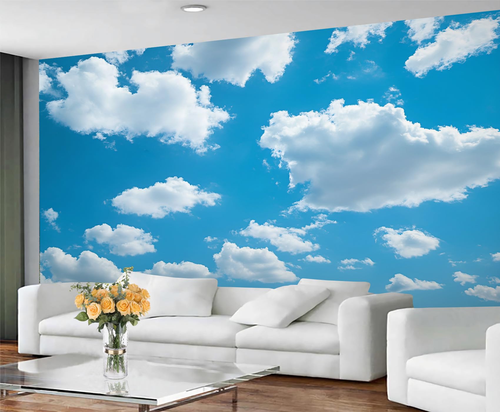 GIVLWF Cloud Wallpaper, Blue Sky Self Adhesive Wallpaper for Living Room, Elegance Clouds Wall Paper for Bedroom, Sky Cloud Wall Mural, Natural Scenery Large Mural & Room Decor