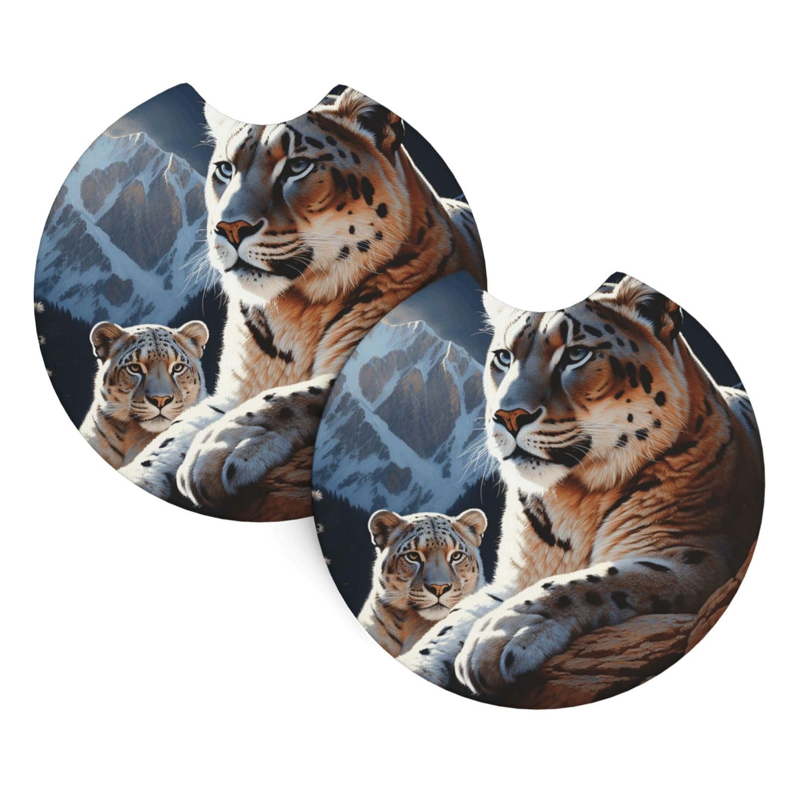2 Pack Car Coaster for Cup Holders Mountain Lions Car Cup Coaster 2.7" Neoprene Non-Slip Automotive Cup Mat Universal Auto Car Interior Accessories for Women Men Cup Pad