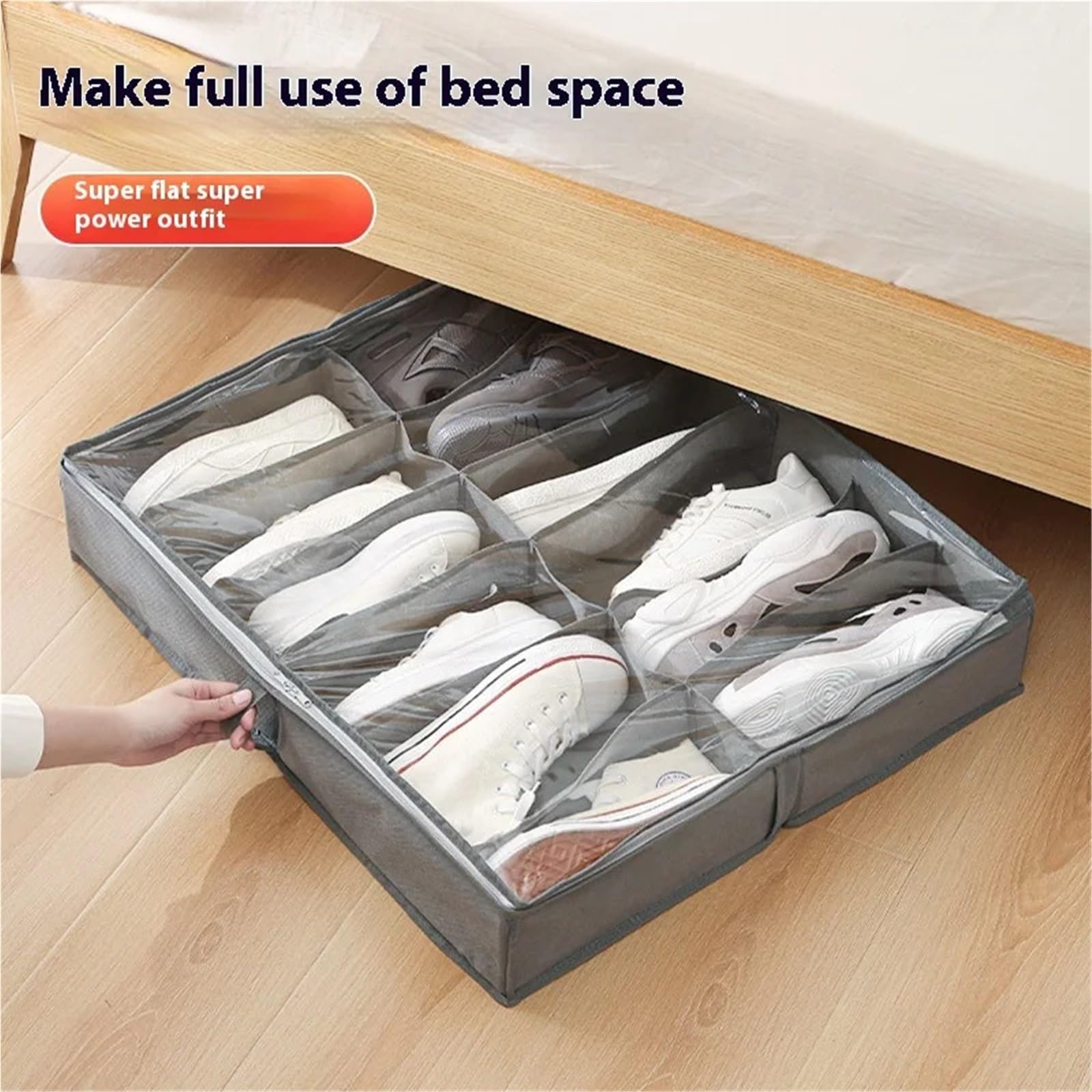 Organizzatore Di Scarpe Sotto Il Letto Scatola for scarpe in tessuto Scatola for scarpe trasparente Il dormitorio domestico può essere piegato e diviso in scatole for scarpe Per Risparmiare Spazio(Bla