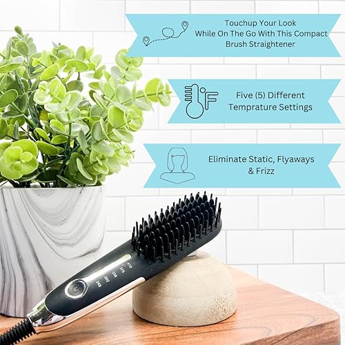 Miniatura 3 de Head Kandy Side Kick  Cepillo alisador de cabello lateral de viaje  Diseño compacto  Ideal para cabello corto, flequillo, retoques  Rosa