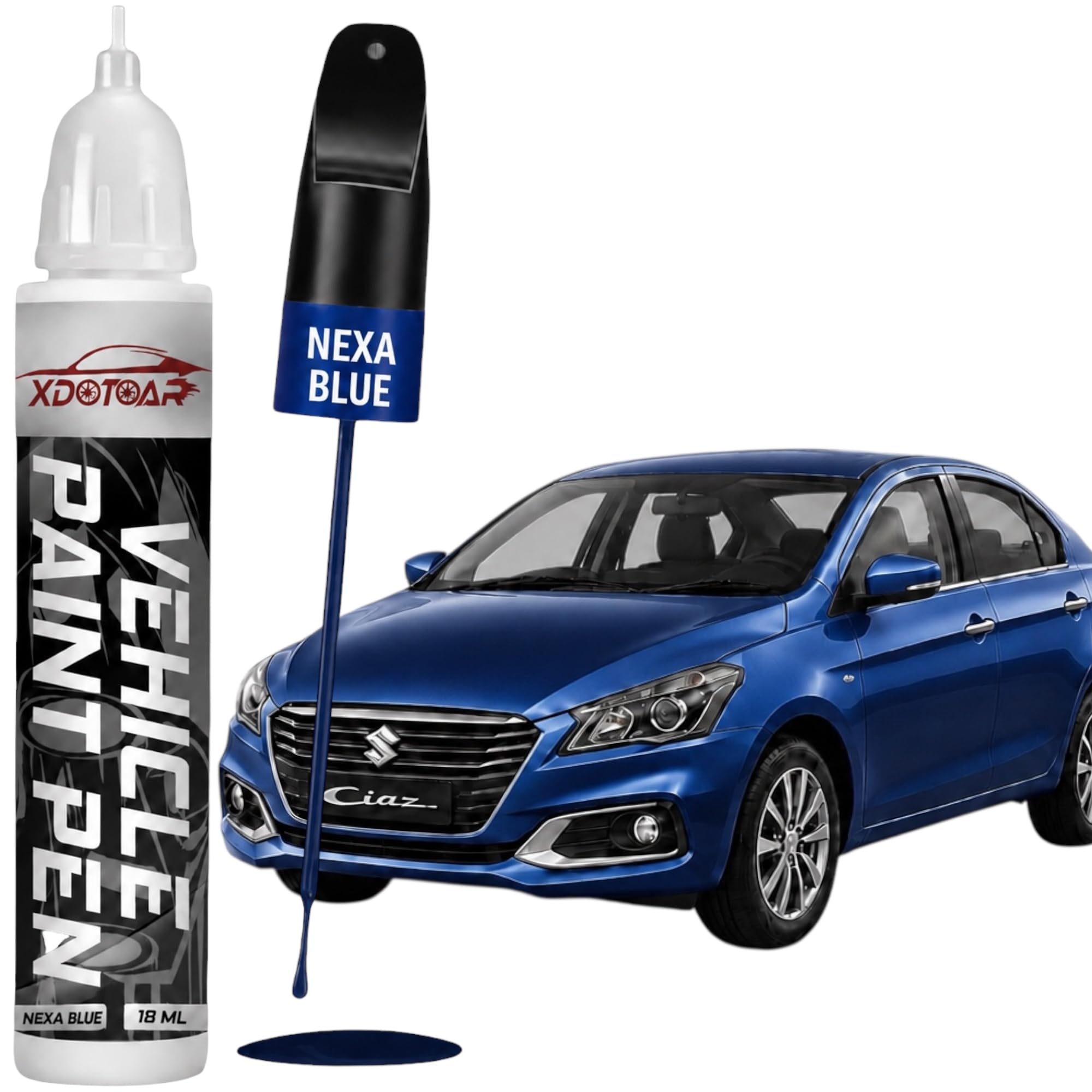 XDOTOAR Car Touch Up Paint Pen for Maruti Suzuki Ciaz Nexa Blue (ZYR) | Factory Color Matched 2K Paint Technology | Car Scratch Remover & Paint Chip Repair | Quick Dry Formula | Rust Protection | 18ml-image-16