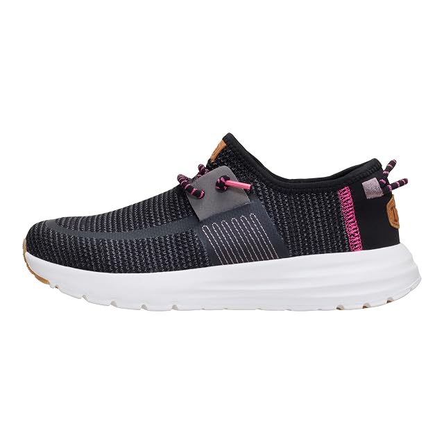HEYDUDE HEYDUDE Womens Sirocco Stretch Sox, Black Onyx/Pink Size 10 | Lightweight Flexible Shoes for Effortless All Day Comfort