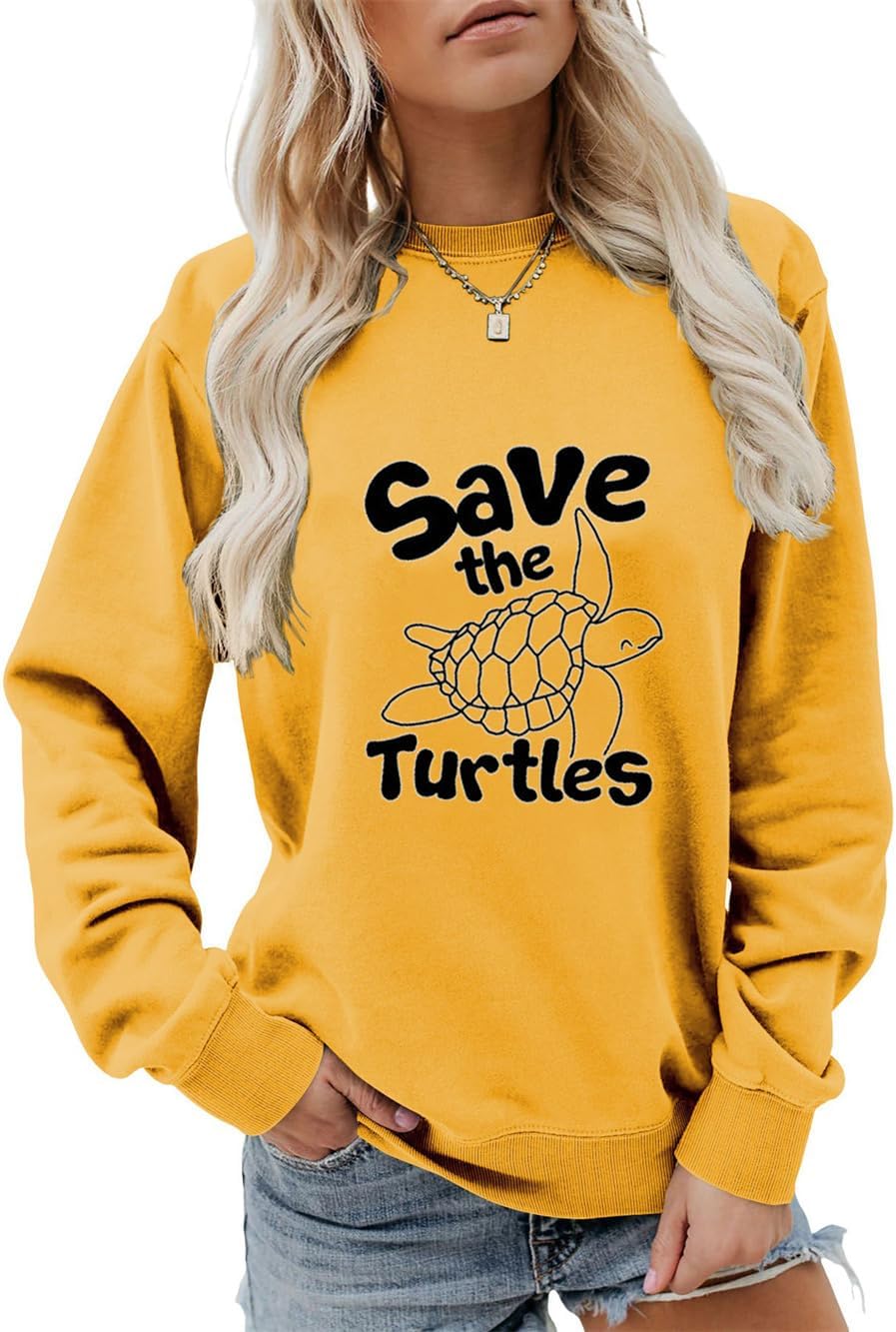 Hwalyten Save The Turtles Sweatshirt – Earth Day Casual Pullover for Women, Promoting Ocean Conservation Gifts