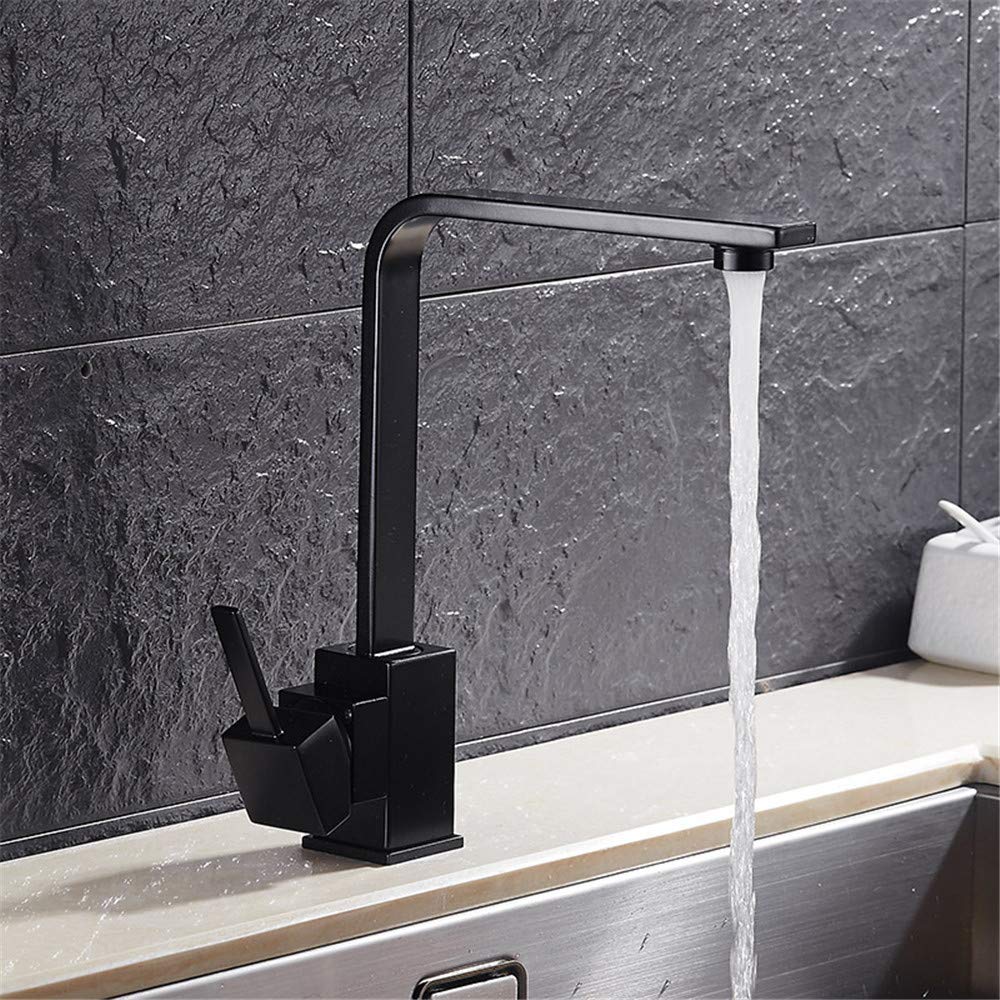Robinet de cuisine mitigeur noir mat orientable à 360 degrés pour évier haut