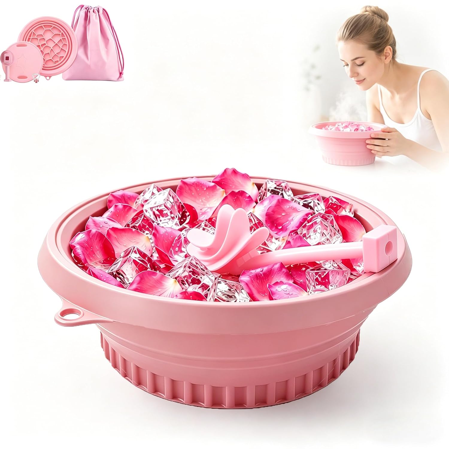 Collapsible Silicone Face Ice Bath Bowl for Pore Shrinking