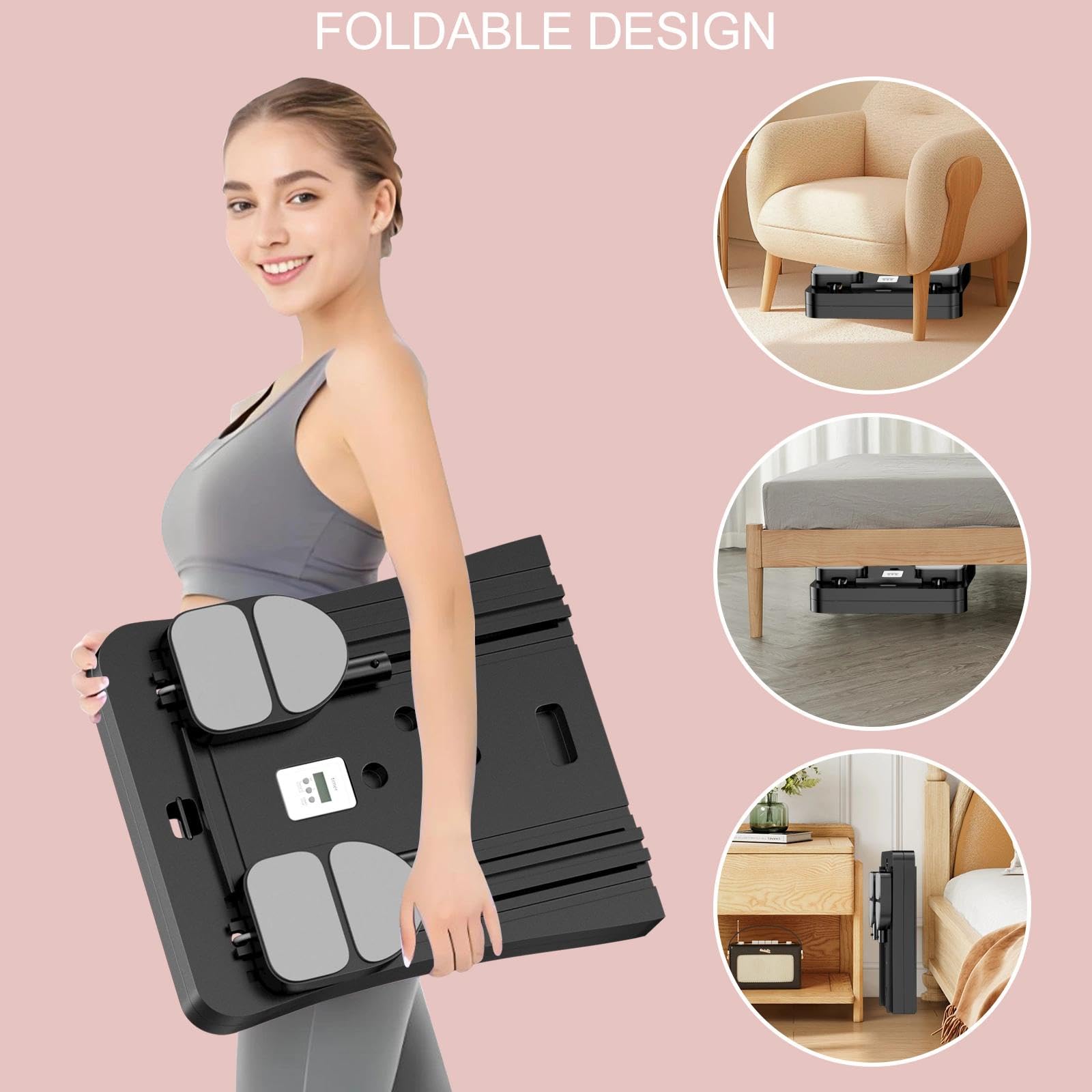 Fousenuk Reformer Pilates per Casa con Timer, Tavola da Pilates Pieghevole, Attrezzo Pilates Casa, Pilates Board per Casa, Tavola per Pilates a Casa per l'Allenamento Completo del Corpo(Nero)