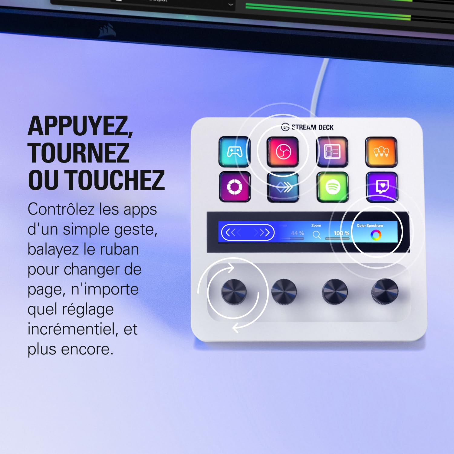 Elgato USB Audio Mix Blanc - Table de mixage audio, contrôleur de studio, microphone à condensateur USB pour le podcasting, le streaming, les créateurs de contenu, cadrans et touches LCD, PC/Mac