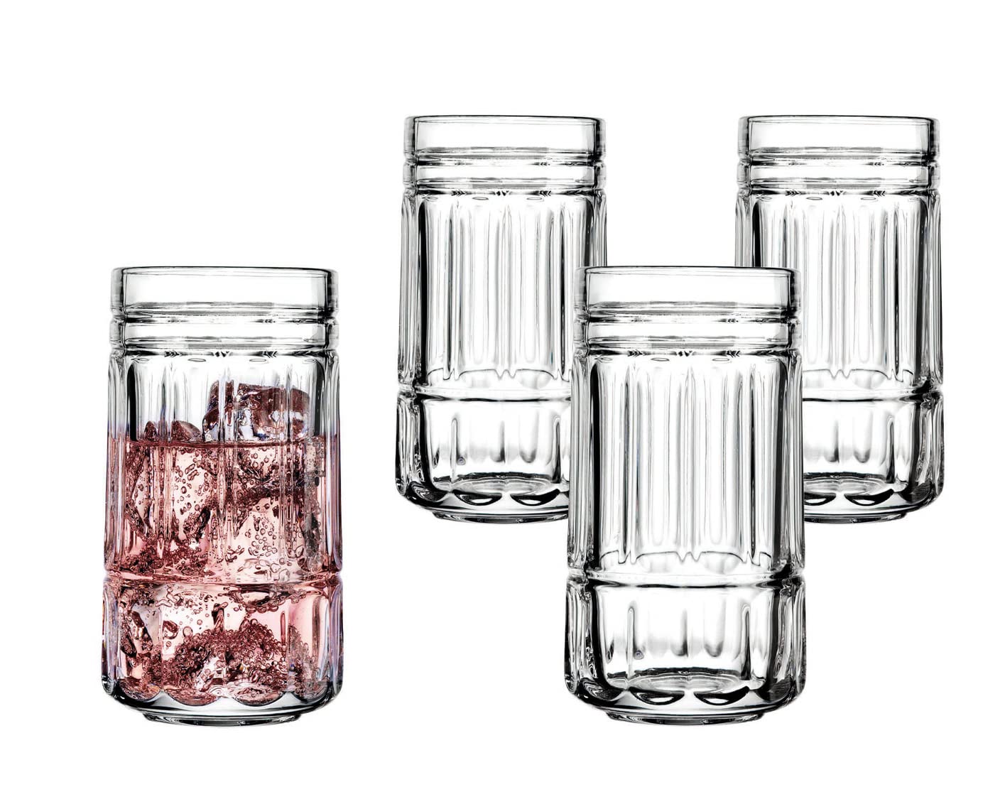 Godinger Highball Glasses Drinking Glasses Glass Cups Beverage Glass for Beer Cocktails Liquor More 12oz Set of 4