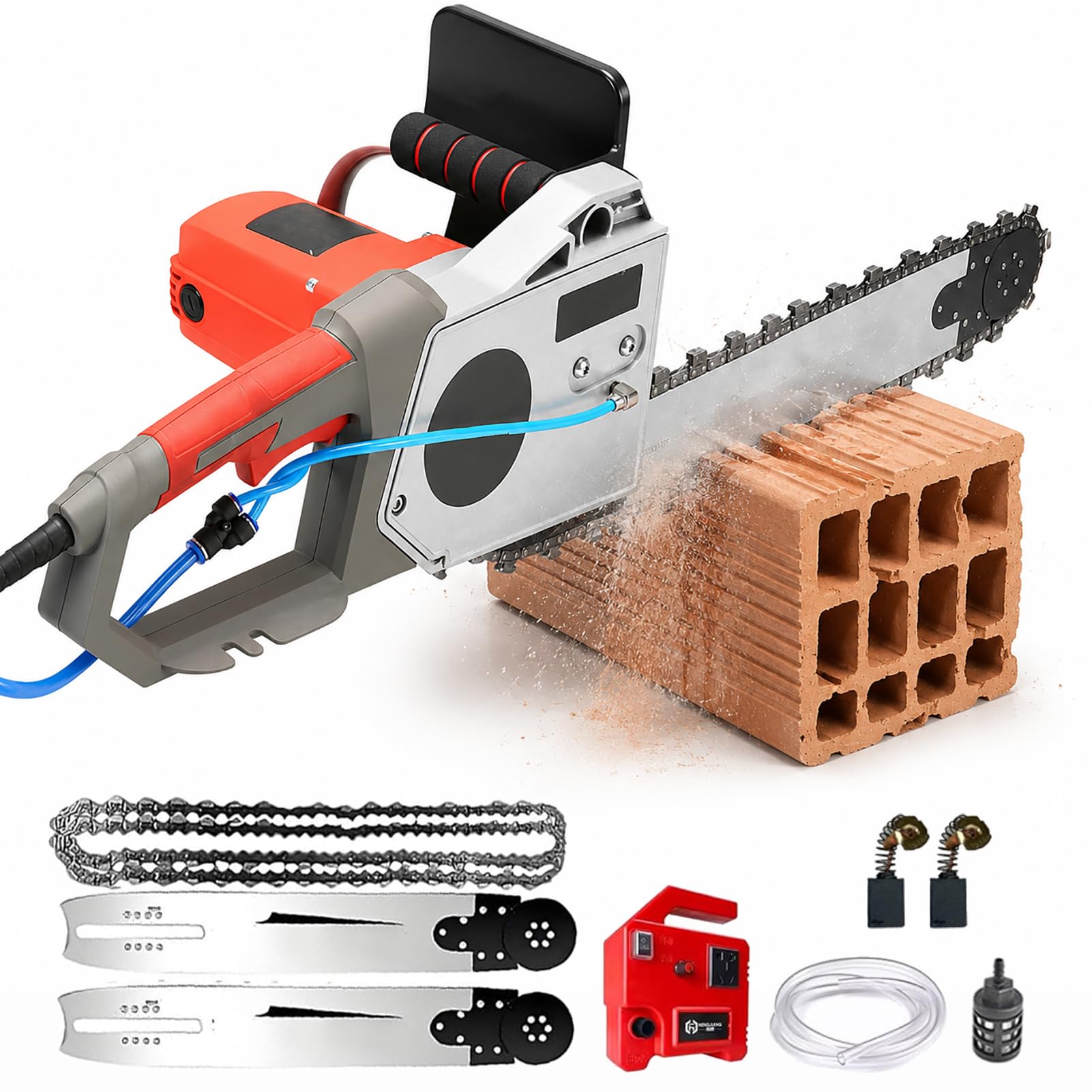 Elektryczna piła do cięcia drewna, 5800 W/6500 W z chłodzeniem wodą, głębokie cięcie 35 cm/48 cm, profesjonalne narzędzie do betonu, cegieł czerwonych, kamieniarskich i budowlanych