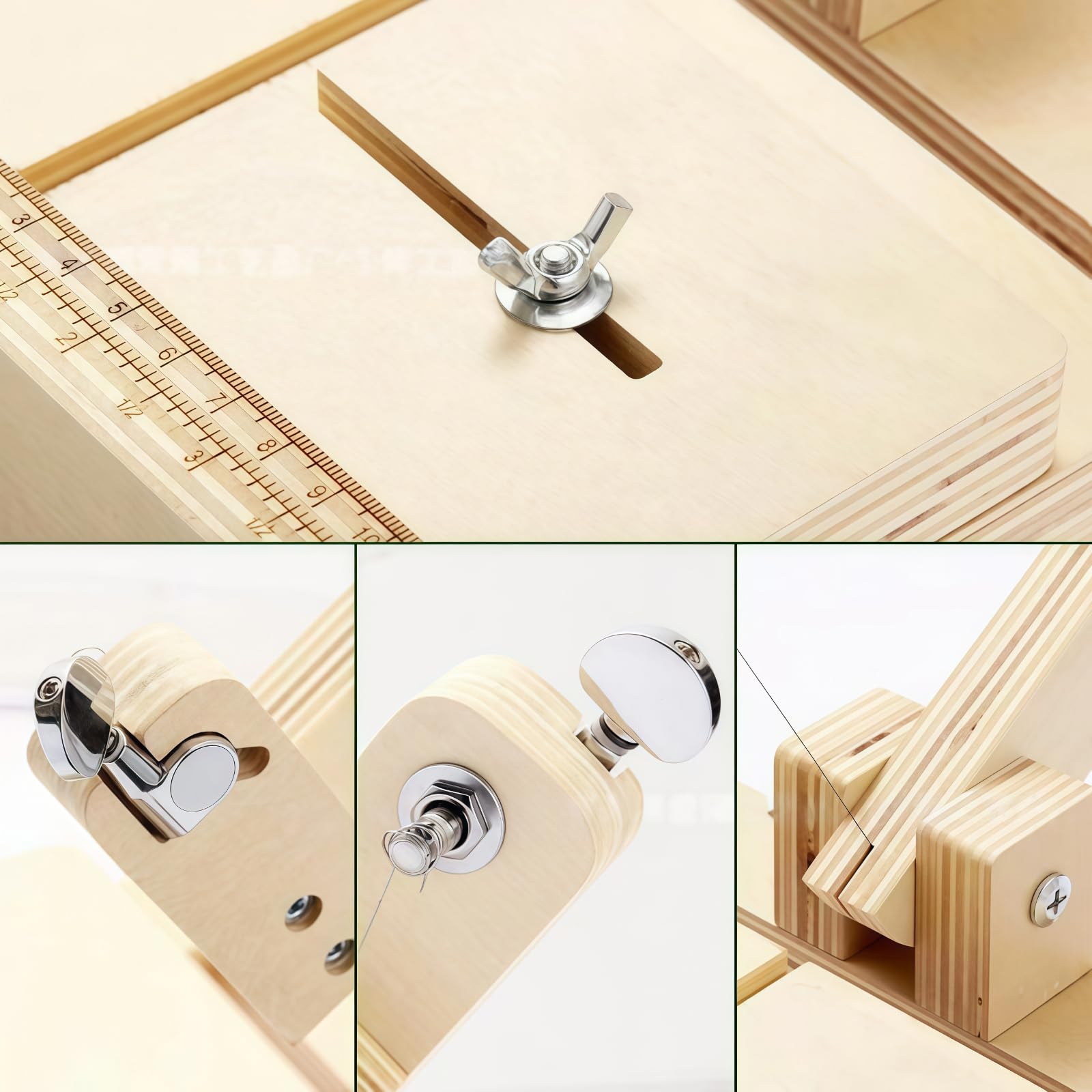 Cortador De Jabón De Madera, Cortador De Jabón De Madera Ajustable con Alambre De Acero Inoxidable, Suministros De Fabricación De Jabón, para Jabón Hecho a Mano, Queso Y Velas