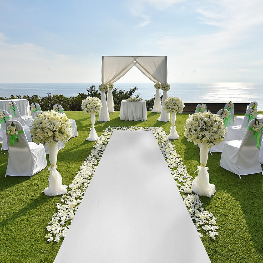 OLIVO.shop Tappeto per Eventi, Matrimonio, Cerimonia, Festa, Passatoia Esterna (Bianco, 1x10 m)