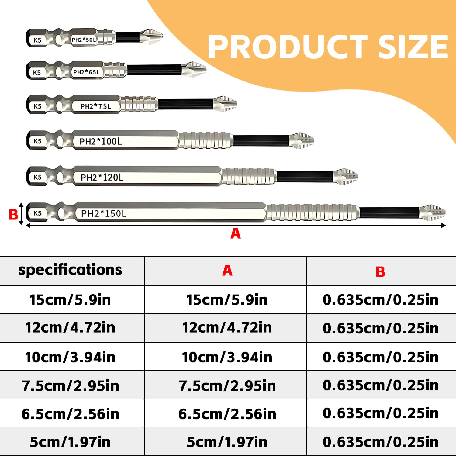 6Pcs Magnetic Screwdriver Bits, High Magnetic Screwdriver Drill Bit Set, Impact Driver Bit Set for Electric Drill(B) - Image 2