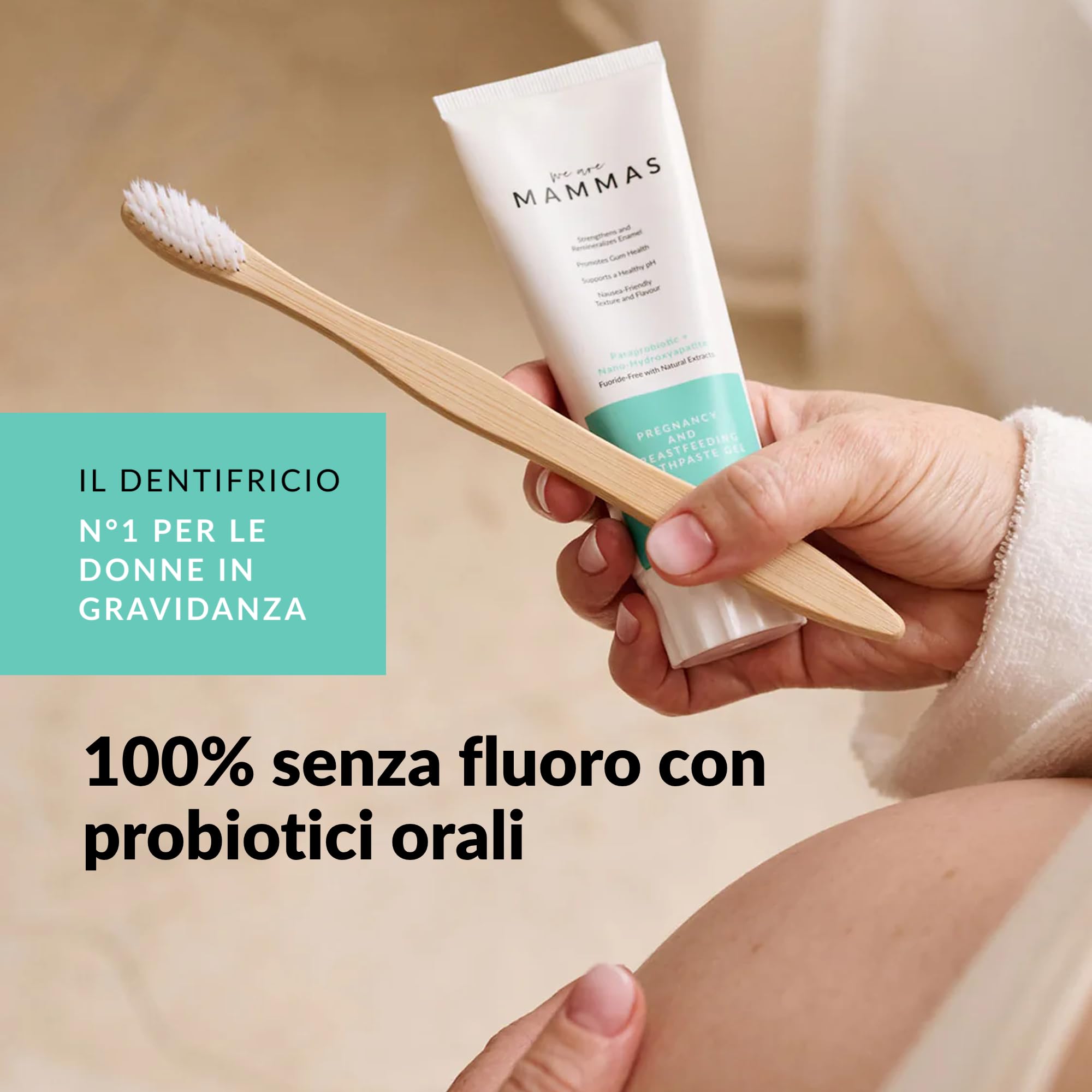Dentale Prebiotico Senza Fluoro con Nano Idrossiapatite - Gengive Sensibili - Gravidanza e Postpartum - Calma, Protegge e Rafforza la Flora Orale - Con Aloe Vera, Xilitolo ed Estratti Botanici - 225ml