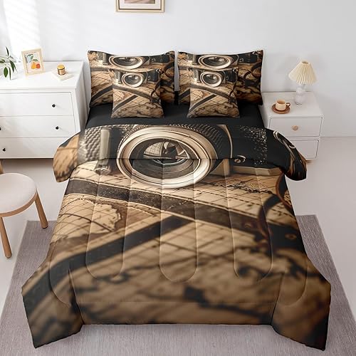 Miniatura 26 de Piano Music 7pcs Comforter King,Musical Notes Bedding Set Kids Girls Boys Teens Room Decor,Retro Graffiti Grey Gold Music Lover Bed in a Multi