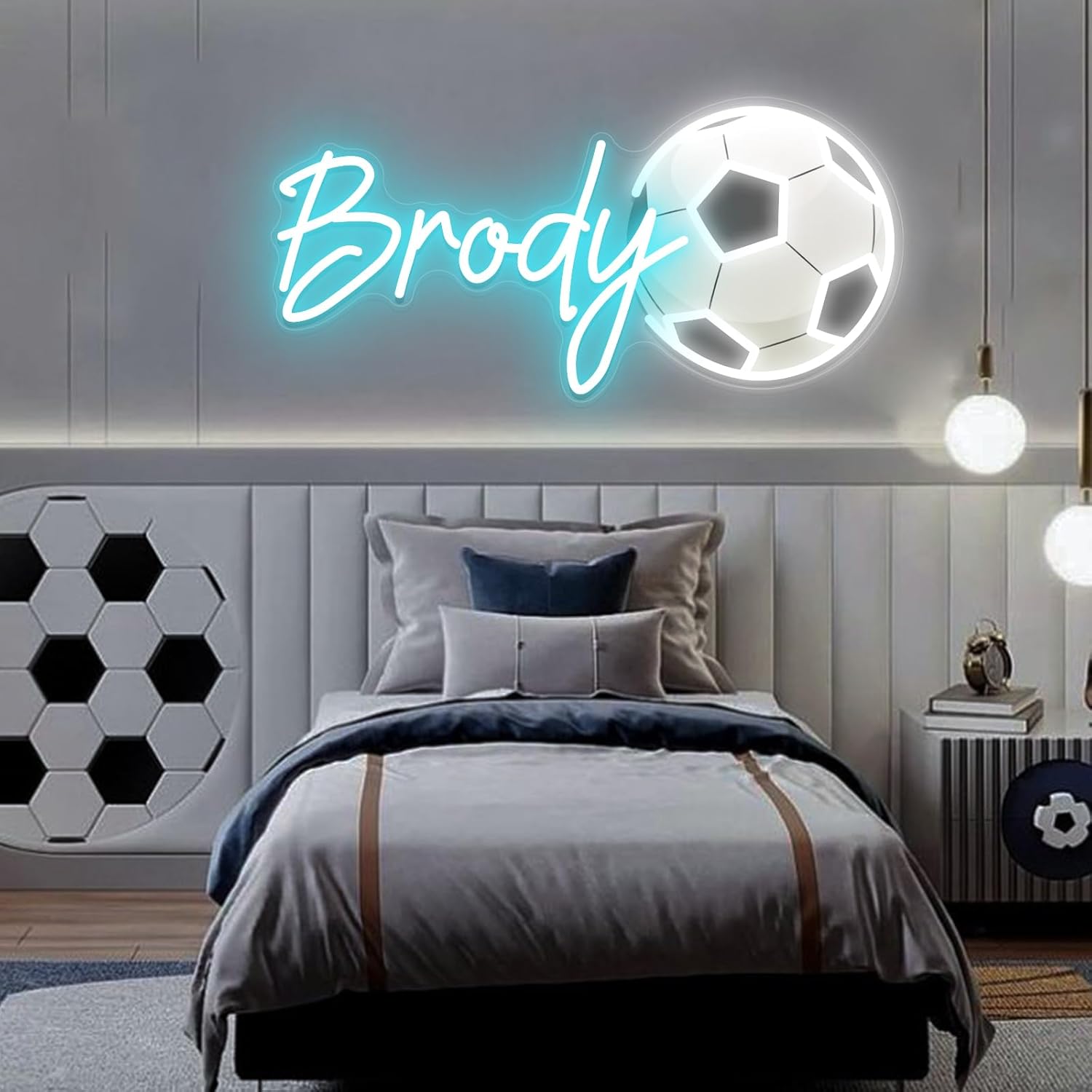 Custom Soccer Name Neon Sign, Personalized Soccer Neon Light for Wall Decor Customizable Sports Led Light Up Signs for Soccer Player Present Boys Kids Bedroom Birthday Party Fans Club Man Cave Bar