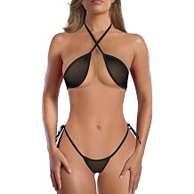 SHERRYLO Sheer Bikini Sexy See Through G String Bikinis Swimsuit for Women