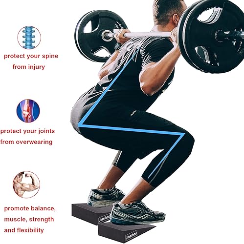 Miniatura 5 de Estirador de cuña antideslizante para pantorrillas, 2 piezas de estiramiento de tobillo y rodilla, rampa inclinada resistente para sentadillas