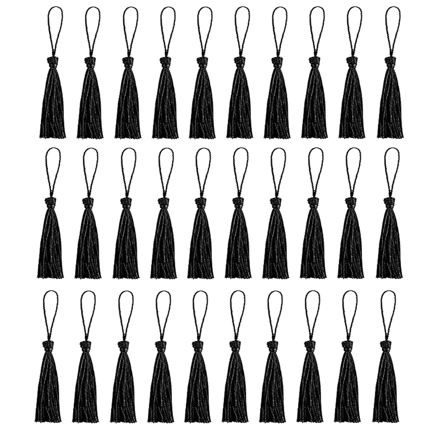 Amdonalo 30 PCS Bookmark Tassels, Mini Tassels Silky Tassels for Bookmarks Handmade Bookmark Tassels for Resin DIY Craft Supplies and Home Decor (black)