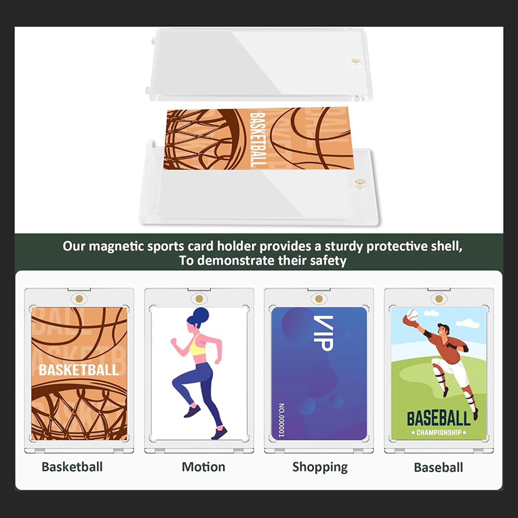 20 sztuk akrylowych uchwytów na karty magnetyczne 130 Pt, 4,33 x 2,87, przezroczyste karty do uprawiania sportu, baseballa, przechowywania, prezentacji, 20 sztuk