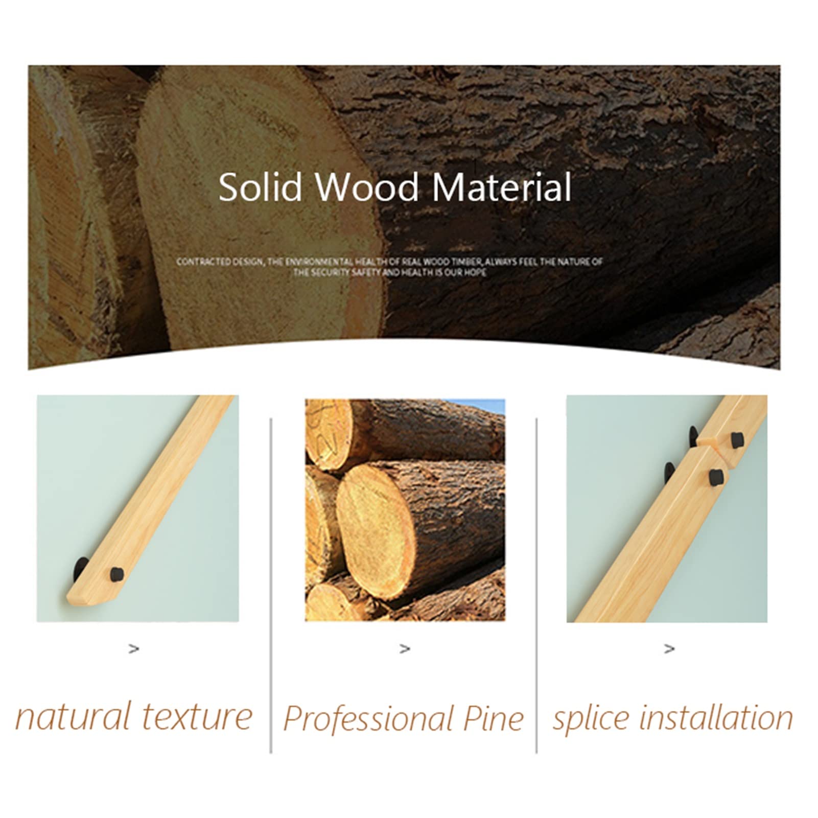 Barandilla de madera maciza natural – Barandillas antideslizantes para uso doméstico, jardín, terraza y loft (1 pie-20 pies) – 13 pies (390 cm) corredores Quali Premium