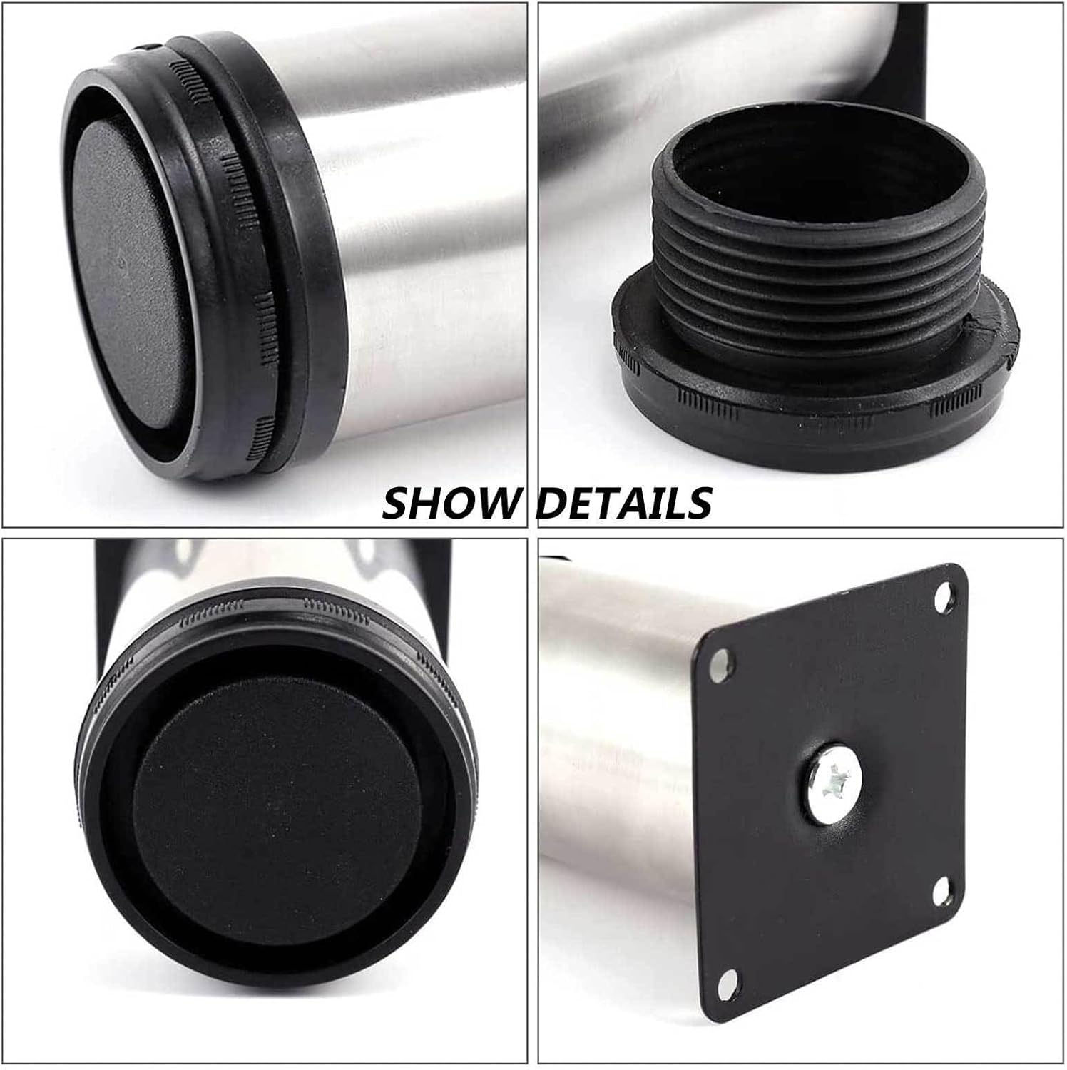 4 Pack Furniture Legs Sofa Legs Table Support Legs Divan Bed Legs Screw in Stainless Steel Adjustable Furniture Legs Cabinet Leg,350mm(13.77in) ()