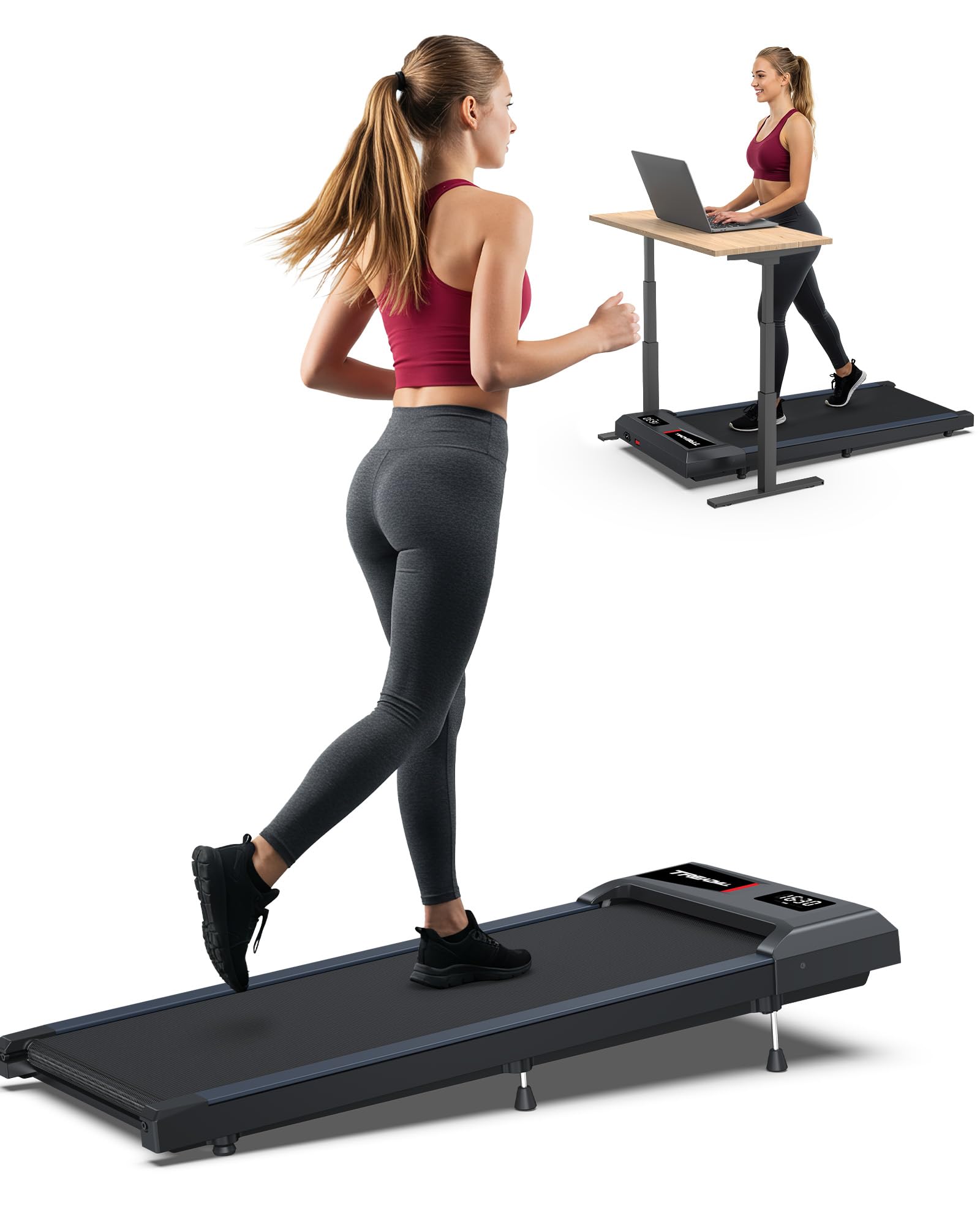 WELLFIT 10% Incline Walking Pad, 3HP 265/350 lb+ Capacity  Treadmills for Home, Wide Running Area Treadmill with Mute Remote, APP