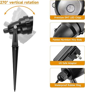 Christmas RGB and Warm White Spotlights with Timer, 10W RGBW LED Halloween Spot Lights Outdoor, IP65 Waterproof Landscape Spotlight for Yard Garden, 2 Lights