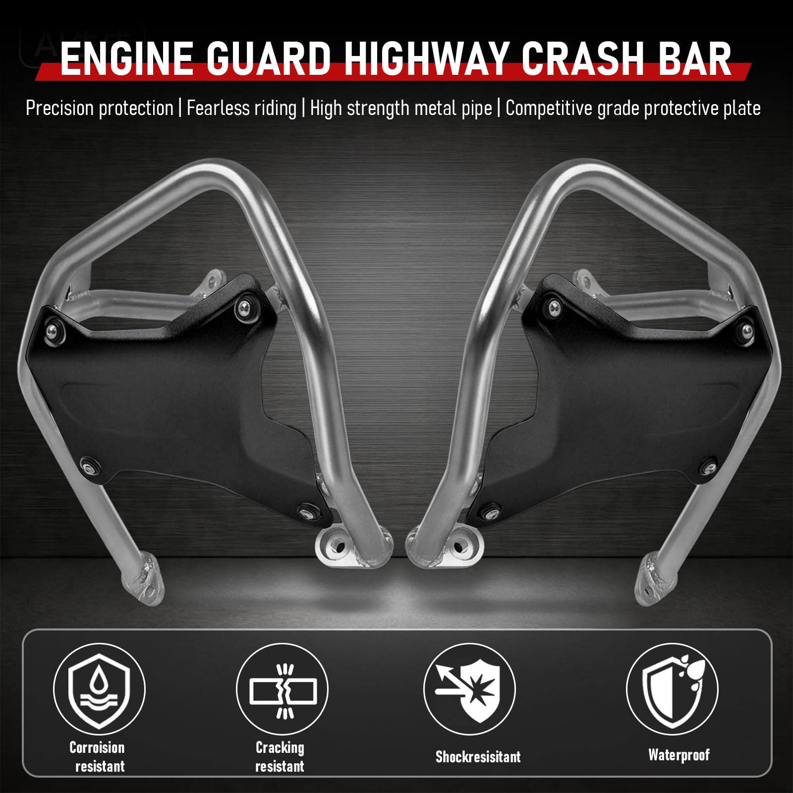 Barra de protección del motor de la motocicleta compatible con BMW R1300GS / R1300GS Adventure (2023-2025) R1300GS ADV R1300GSA, barra de protección del motor de acero inoxidable (negro)
