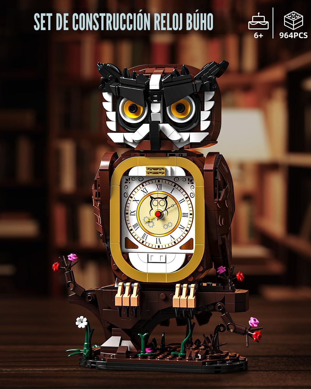 TYCOLE Sets de Construcción Reloj Búho Funcional, Juego para Niños 6+ y Adultos, Juguete, Regalo Creativo para Niñas y Niños, Decoración Hogar y Oficina 964 Piezas