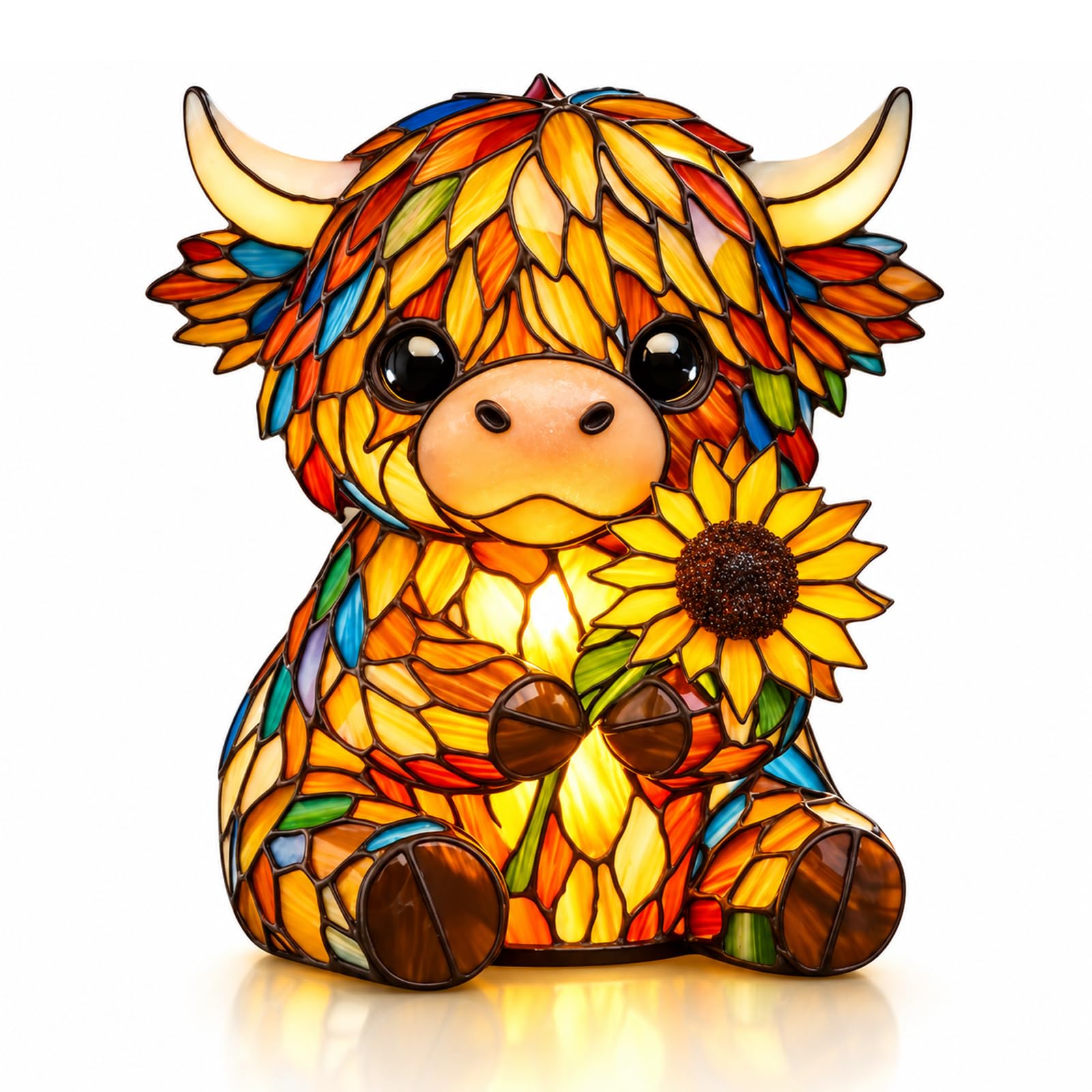 Ruwnii Highland Cow Lamp, Warm LED Animal Night Light Gift for Bedroom