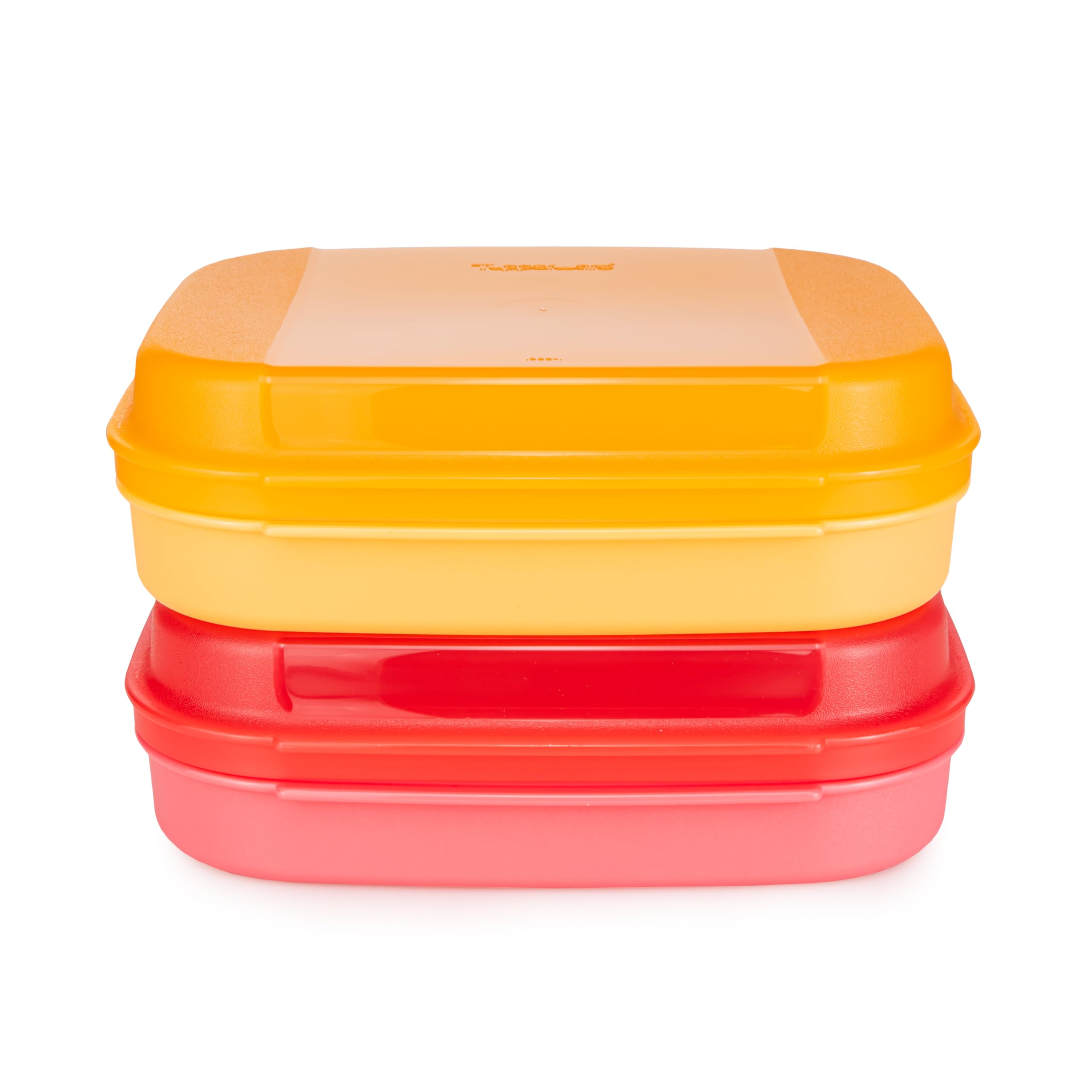 Tupperware Naschkätzchen 1,1 L orange + 1,1 L rot Bellevue Vorratshaltung Vorrat Apollo Brotdose Keksdose Vorratsdose (inkl. Schmetterling-Klammer)