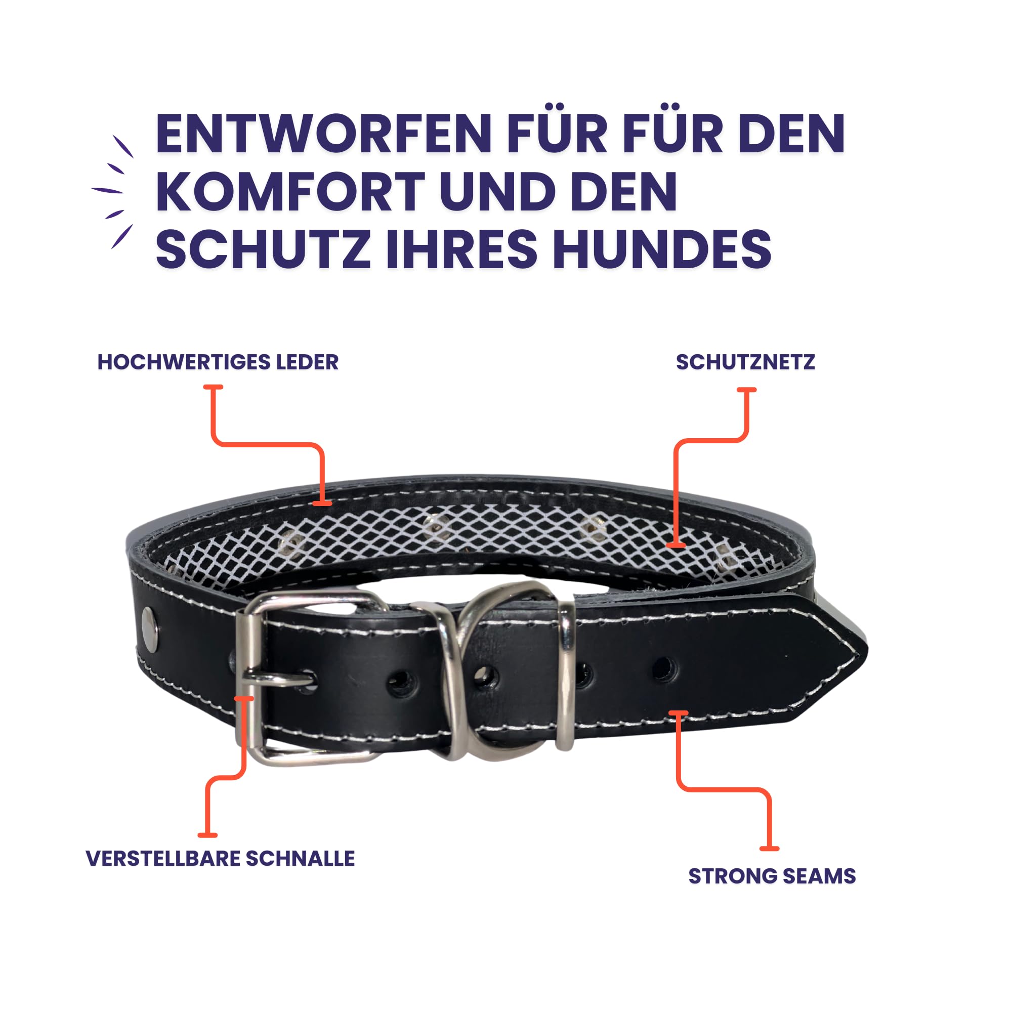 Hundehalsband Leder mit Schutznetz für Flohhalsband Hunde, Hundehalsband das schützt und die Lebensdauer des Zeckenhalsbands für Hunde verlänger