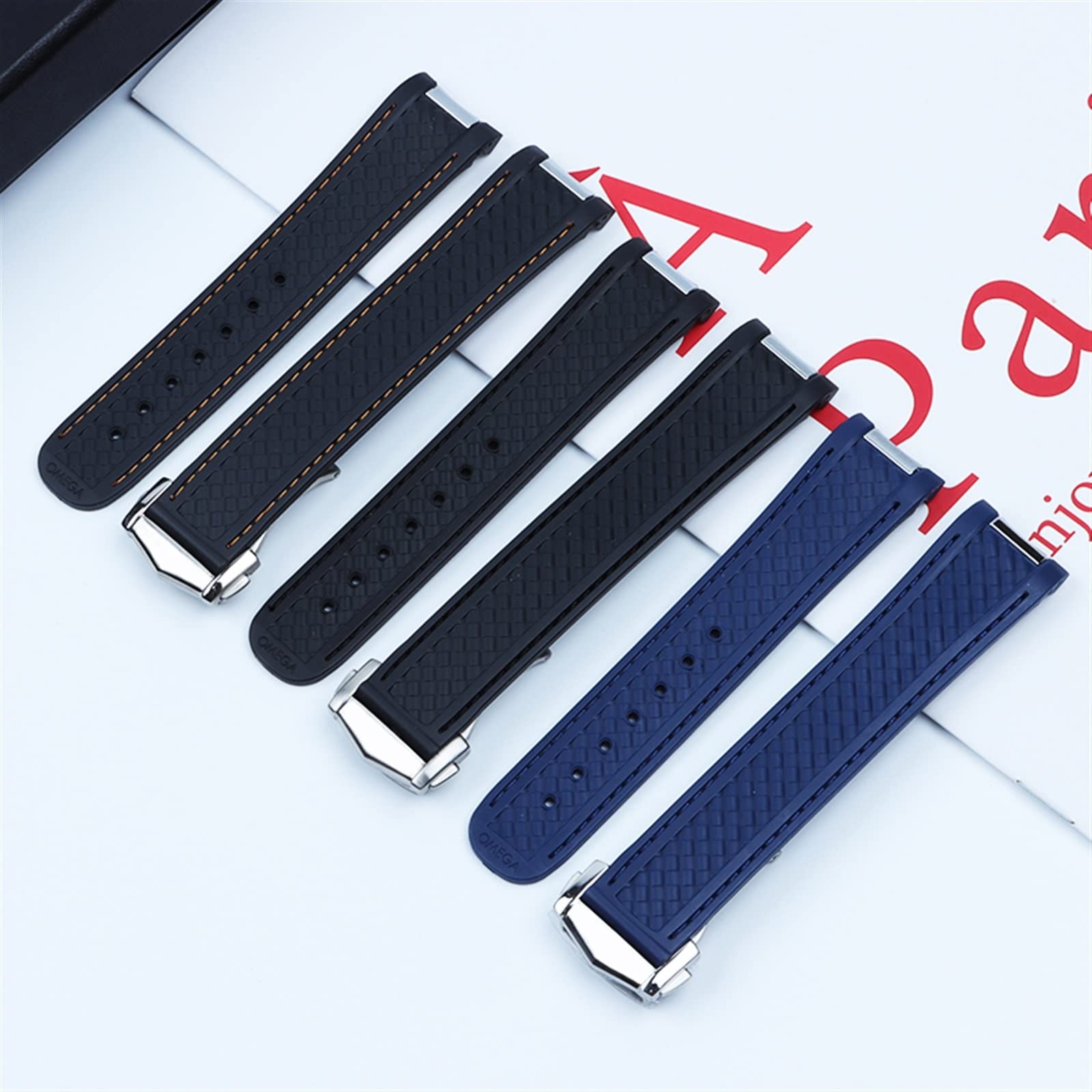 20 mm Gummi-Uhrenarmband für Seamaster 300 AT150 Aqua Ultra Light 8900 Stahlschnalle