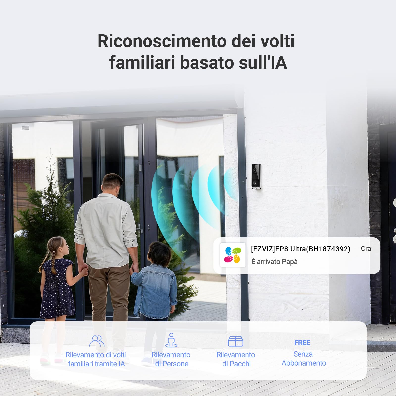 EZVIZ Video Campanello Wi-Fi Senza Fili con Doppia Lente 6MP+2MP, Schermo AI Interattivo, 24/7 Pre-Rolling, Rilevamento Persone/Pacchi, 2 Batterie 9600mAh, Wi-Fi 6, Chime Incluso, 32GB, EP8 Ultra