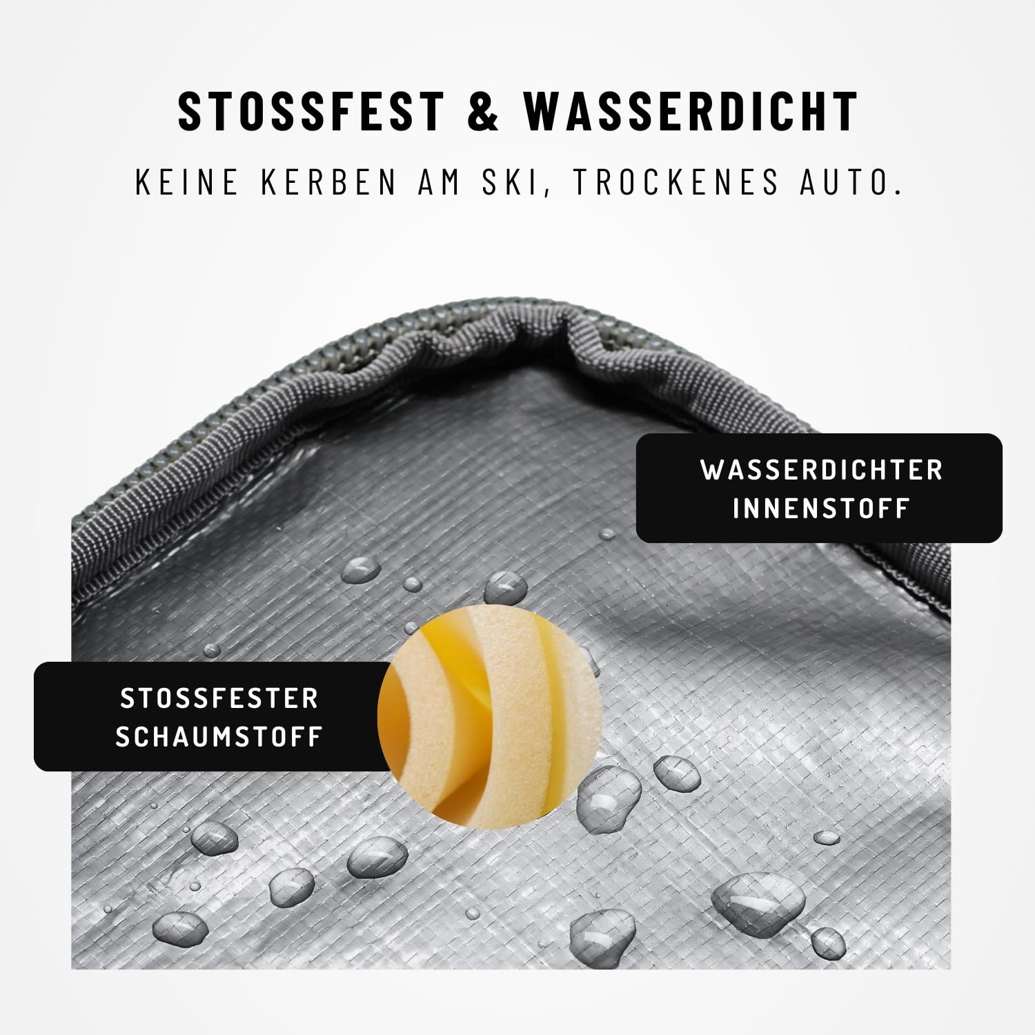NORDKAMM Skisack, Skitasche für 1 Paar Ski Plus Stöcke, gepolstert & wasserdicht, längenverstellbar, blau