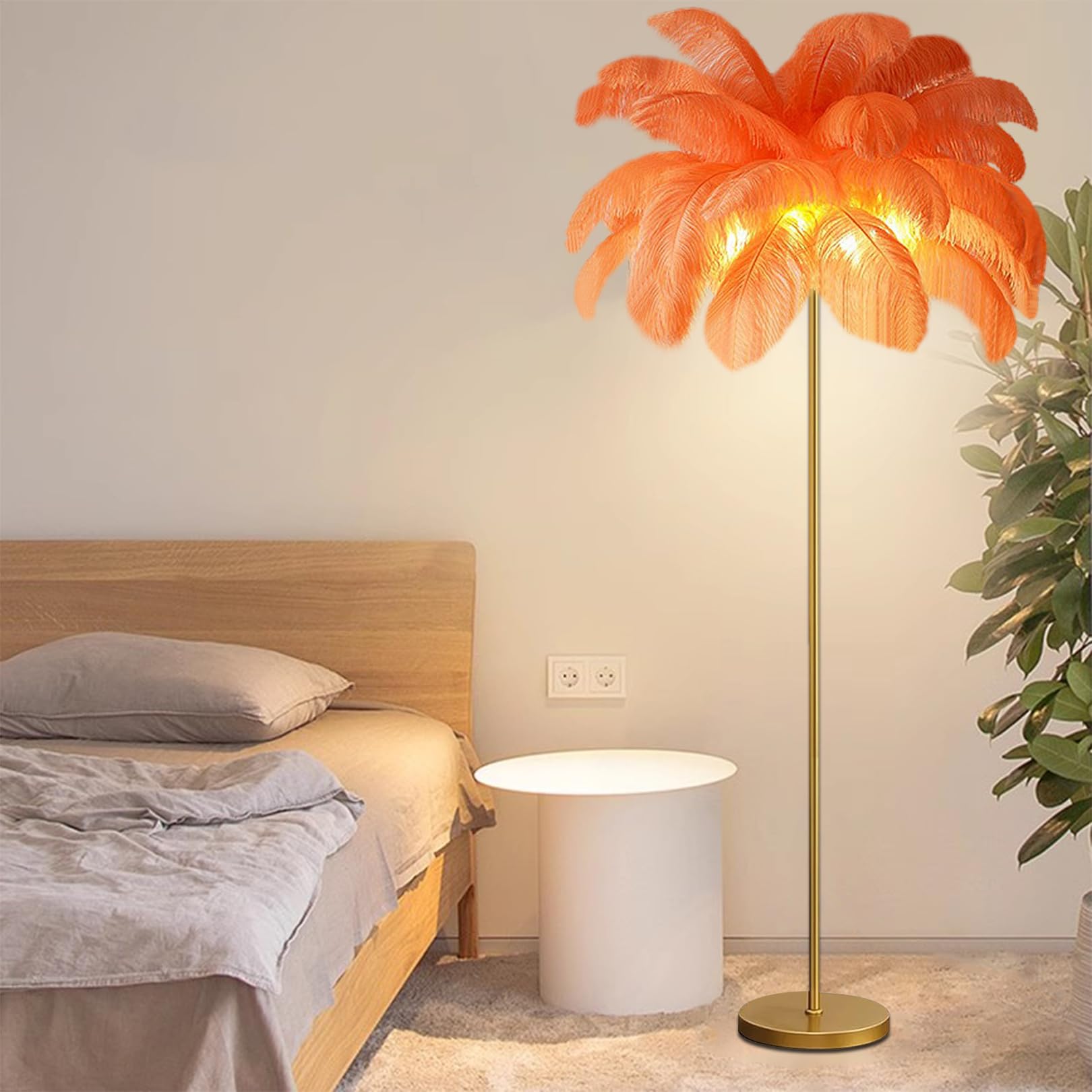 Lámpara de pie de plumas decorativa e iluminación elegante para dormitorios modernos 8