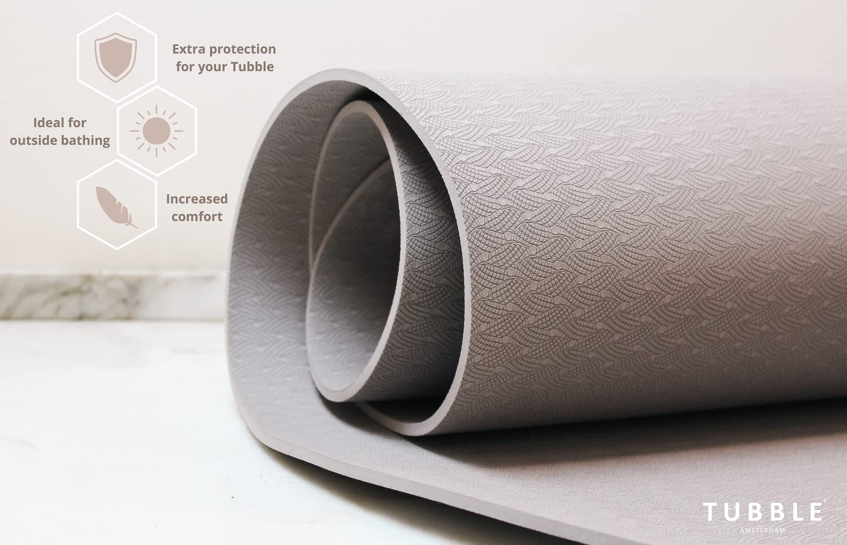 Tubble Mat Royale - Tappetino antiscivolo per vasca da bagno, 6 mm, antiscivolo, ideale come tappetino da bagno, tappetino da yoga, tappetino da fitness, 155 x 80 cm