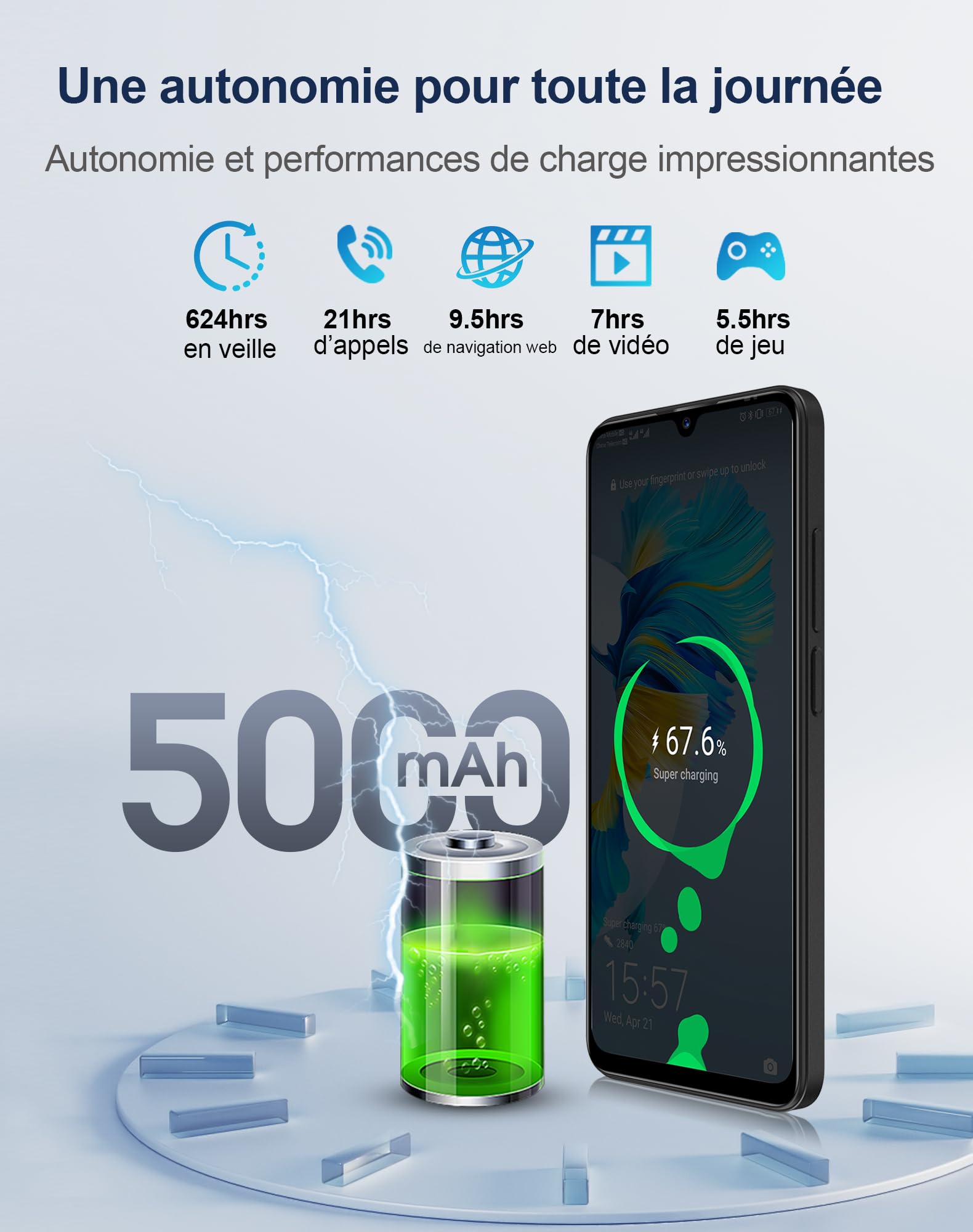 invens Note 17P Téléphone Portable Pas Cher, 20(4+16) Go+64Go Rom(TF 256Go) Smartphone, 16MP+8MP caméra, Écran 6,9" HD+, Batterie 5000mAh, téléphone Portable Débloqué, Telephone Pas Cher sans Forfait