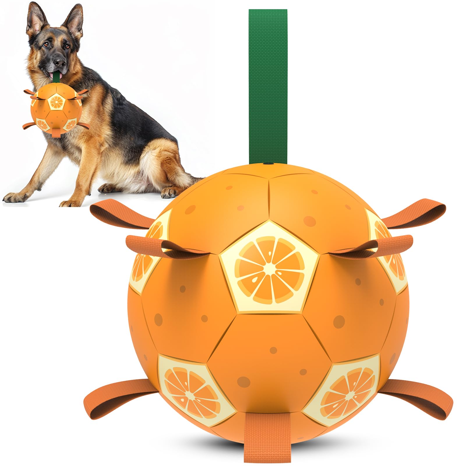 HETOO Pelota de fútbol para perros, juguetes interactivos de fútbol para perros para tirar de la guerra, juguete de agua para perros, bolas duraderas para perros de raza grande, 7 pulgadas, color