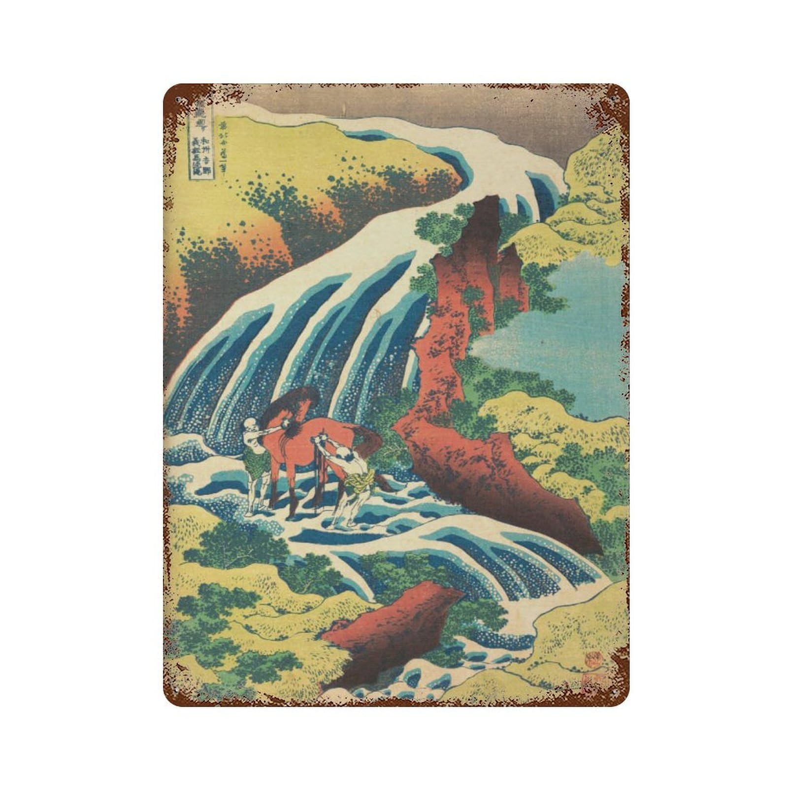 xiaoxiaoshen Hokusai Waterfall Japanese Decor Wall Decor Art Metal Tin Poster Modern Home Decor Art Home Bar Shop Decorations Vintage Sign 40x30cm