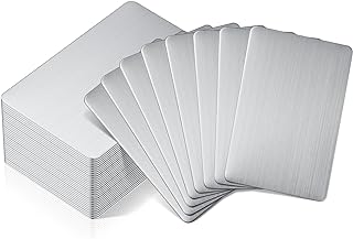Tandefio 50 Pcs 304 Stainless Steel Metal Business Cards 3.4 x 2.1 inch Sublimation Blank Steel Card Laser Engraving Stainless Plate for House Office Customer DIY Gift(0.5 mm Thickness)