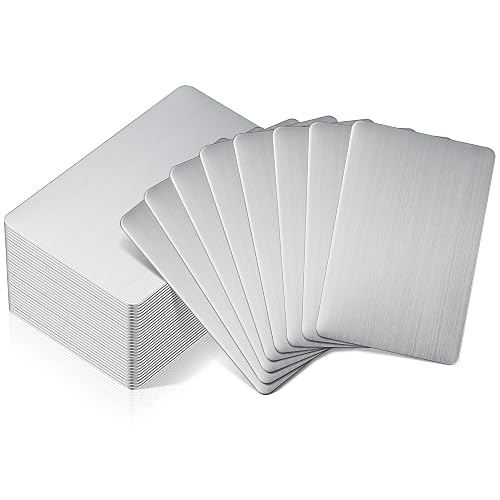 Tandefio 50 Pcs 304 Stainless Steel Metal Business Cards 3.4